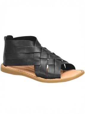 Born Iwa Woven Leather Sandal Black Comfort 8 NEW